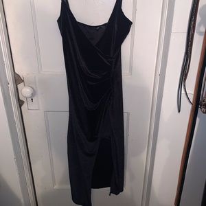 Velvet Wrap Midi Dress